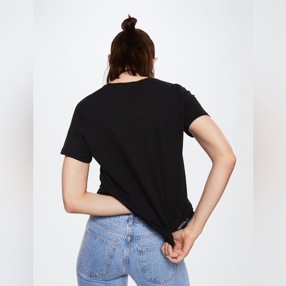 Mango Cotton Linen T-Shirt Black - Picture 3 of 7